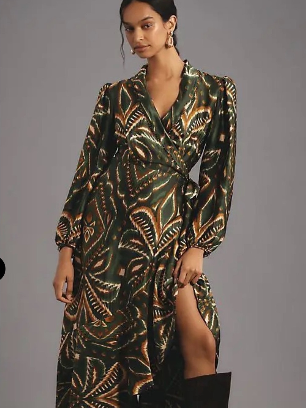 Farm Rio Pineapple Ikat Asymmetric Hem Wrap Dress